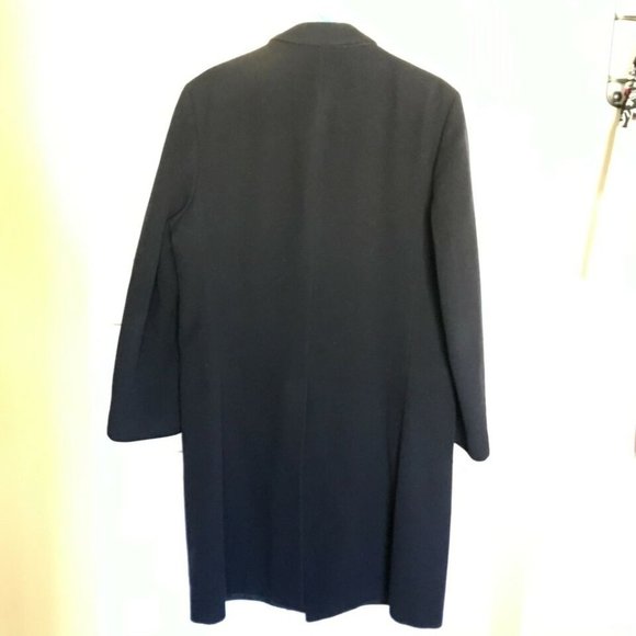 MEN VINTAGE ST MICHAEL OVERCOAT NAVY WOOL DARK BLUE SIZE 40 102 RETRO - Picture 5 of 12